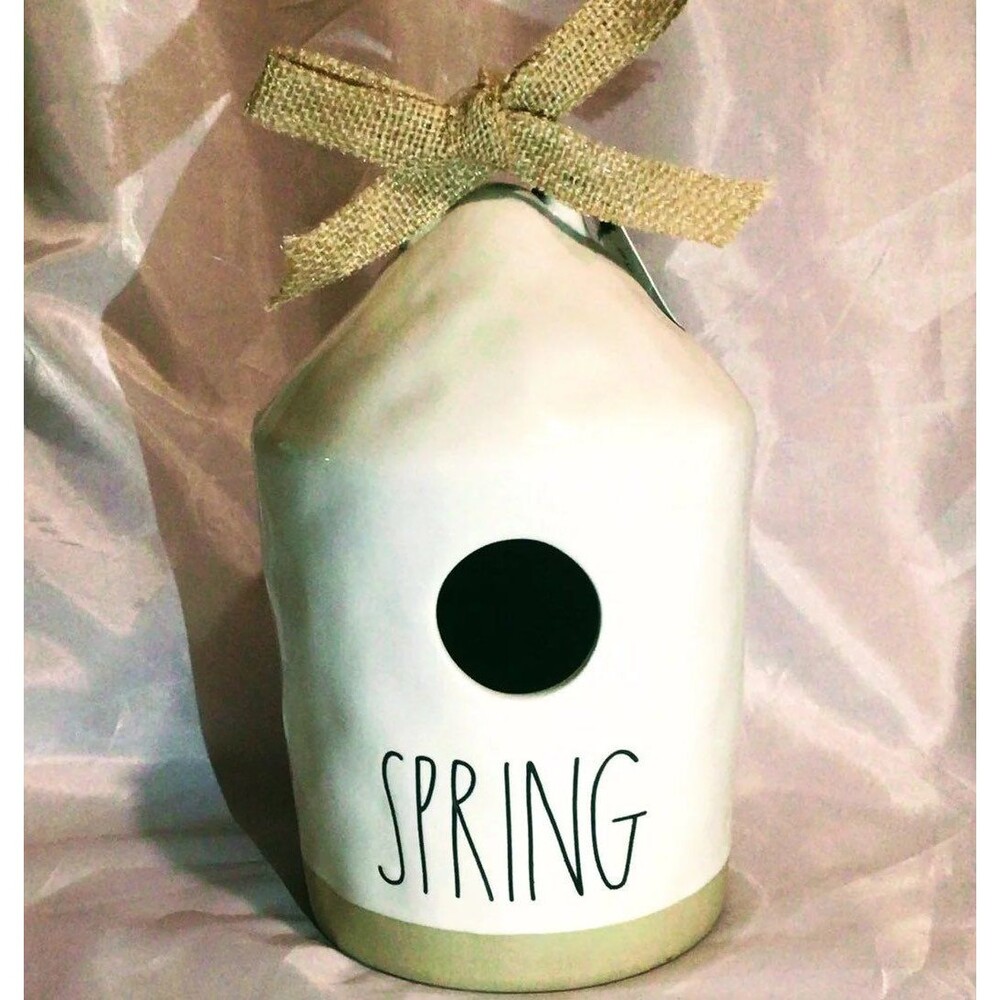 SPRING BIRDHOUSE RAE DUNN Ivory Handmade Pottery Home Decor NEW